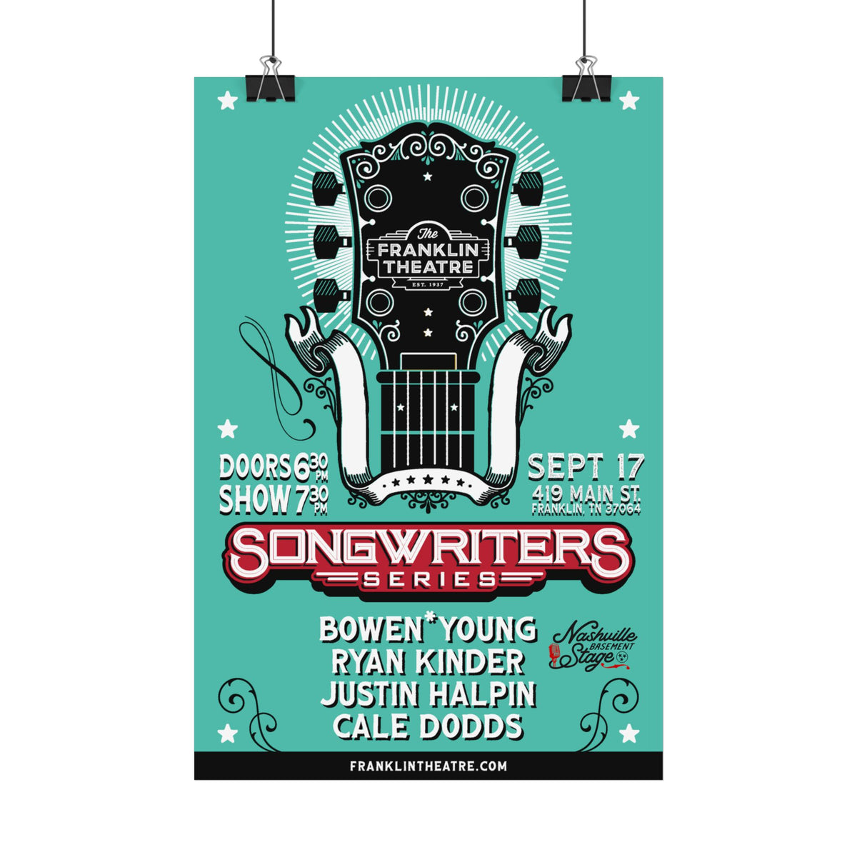 Songwriters Series Satin 8" X 12" Event Poster 09/17