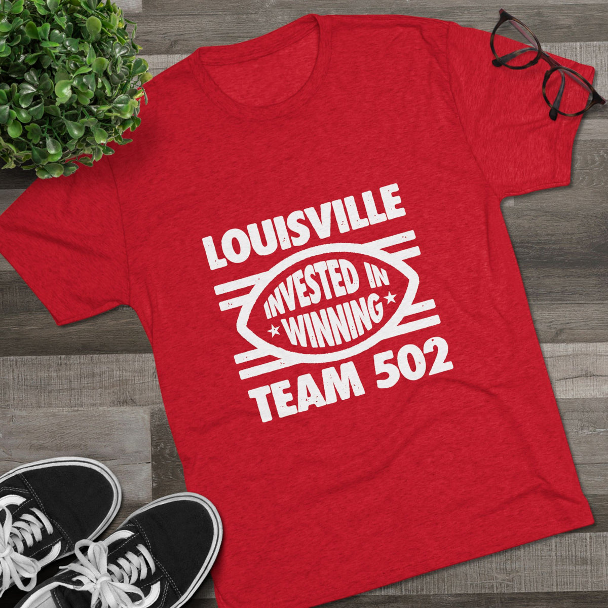 Louisville Team 502 'Invested in Winning' Football Tee