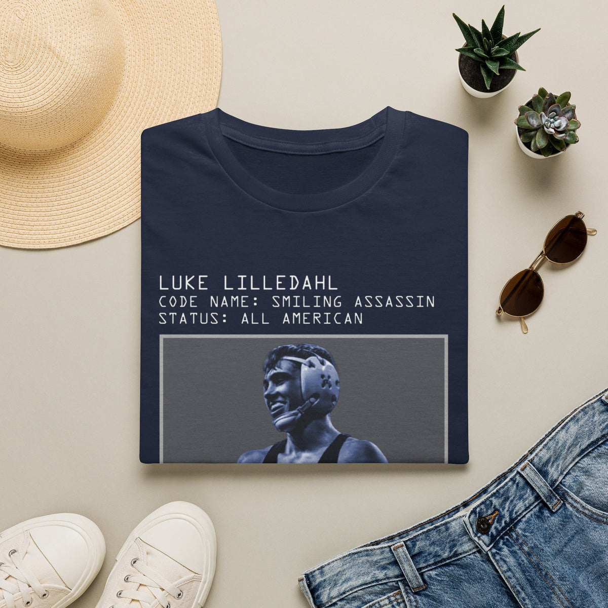 Luke Lilledahl "Code Name: Smiling Assassin" T-Shirt — All American Wrestling Tribute