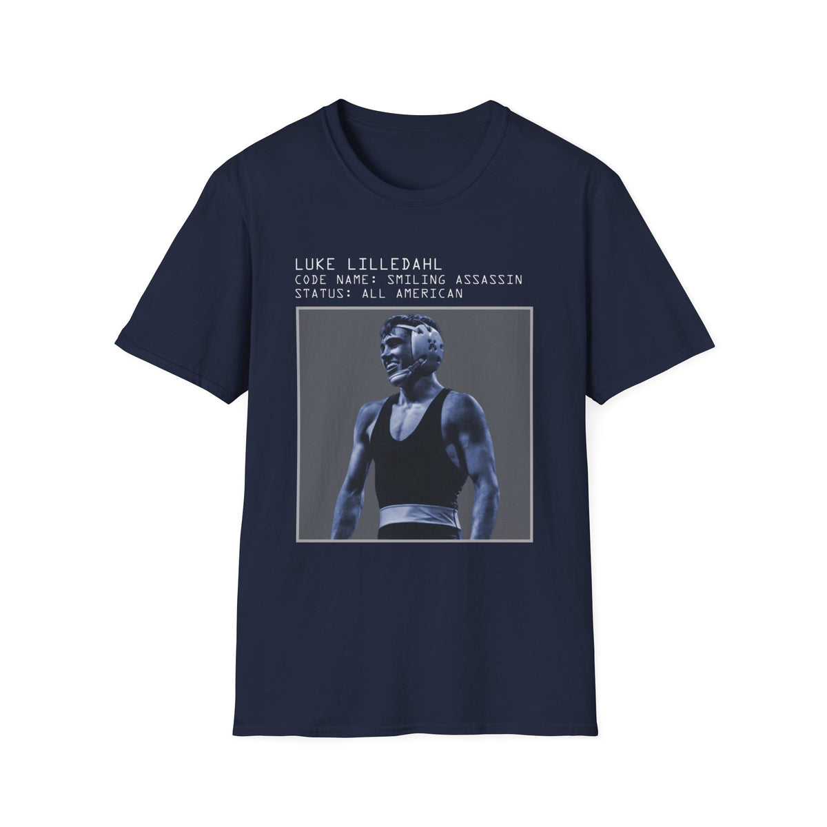 Luke Lilledahl "Code Name: Smiling Assassin" T-Shirt — All American Wrestling Tribute